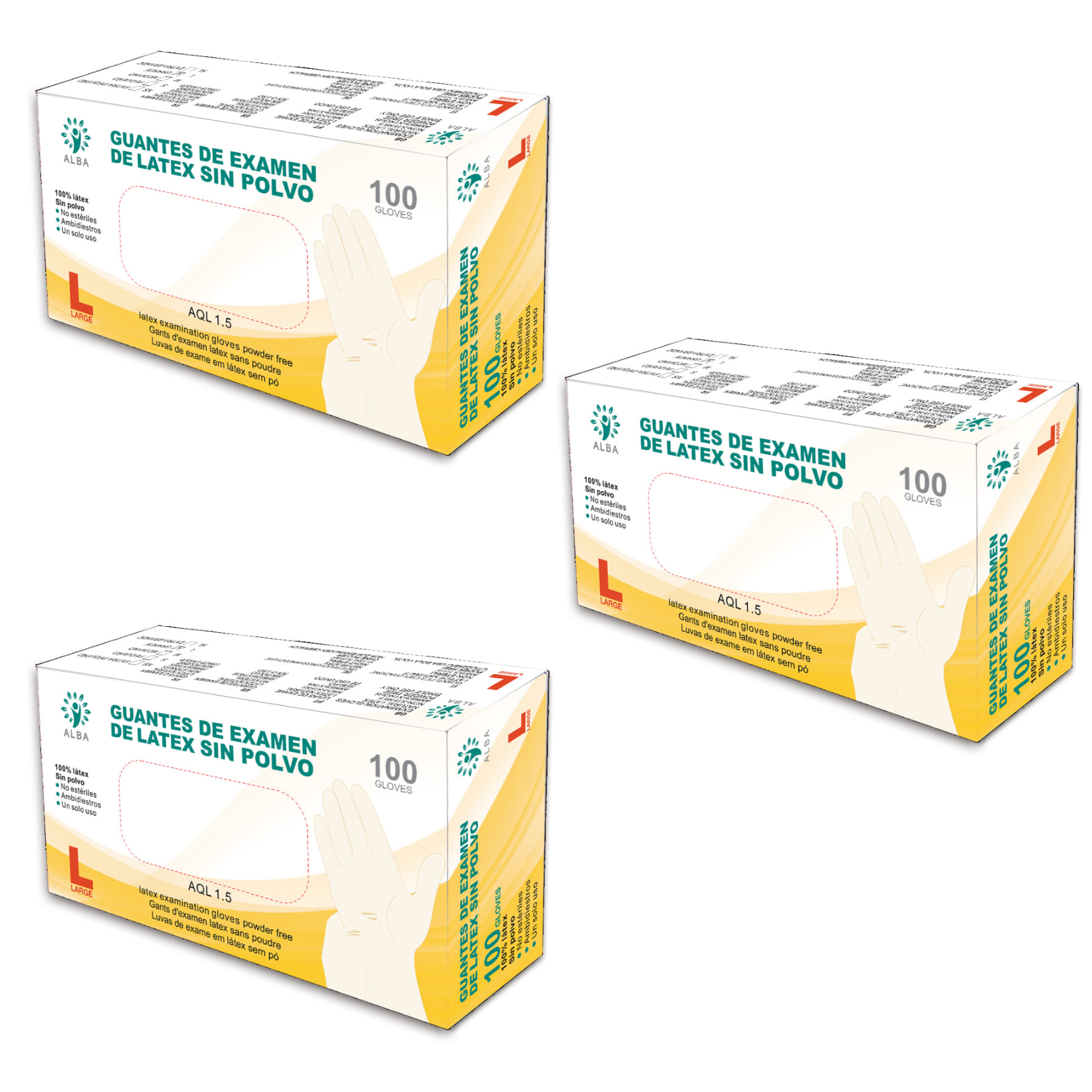 Start Electric  Guantes de Látex Sin Polvo Blancos Translucidos - 100 unidades - Para Uso Profesional en Clínicas, Laboratorios e Industria Alimentaria  Marca Alba
