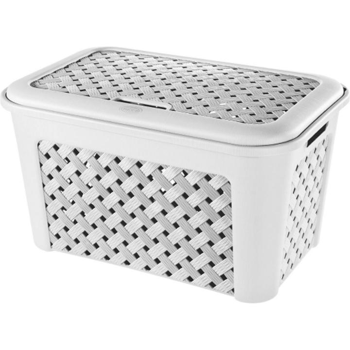 Tontarelli - Cesta Ropa con Tapa 48-3L Blanco - Práctica y Funcional, Organización Eficiente, Espaciosa y Resistente, Estilo Moderno | AmyStyle