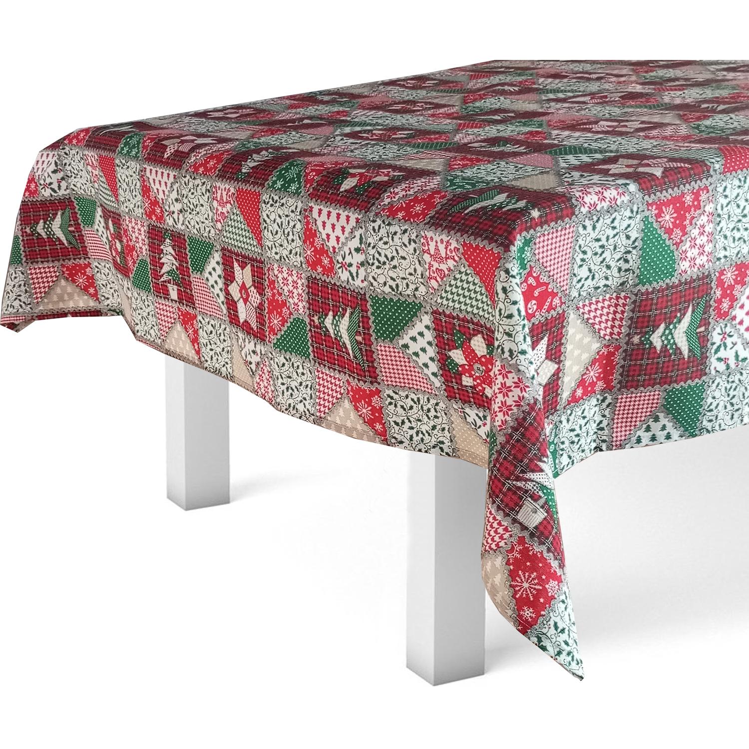 Texna Mantel Decorativo Navideño de Loneta Modelo Patchwork Loneta Resistente 50% Algodón