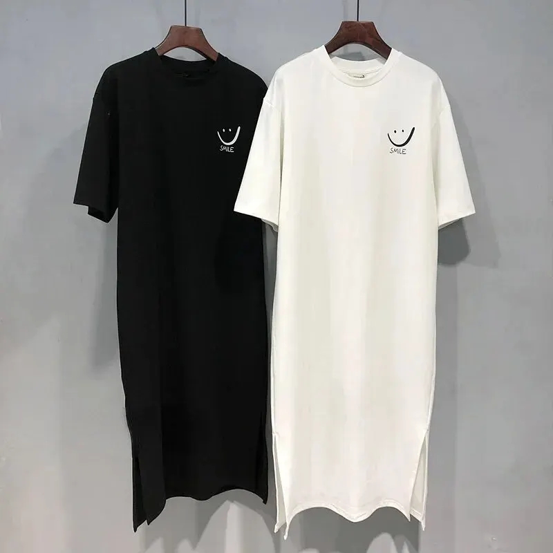 TK Vestido De Verano Para Mujer Con Manga Corta Y Cuello Redondo Estilo Casual Largo Hasta La Rodilla Material Poliéster A-Line