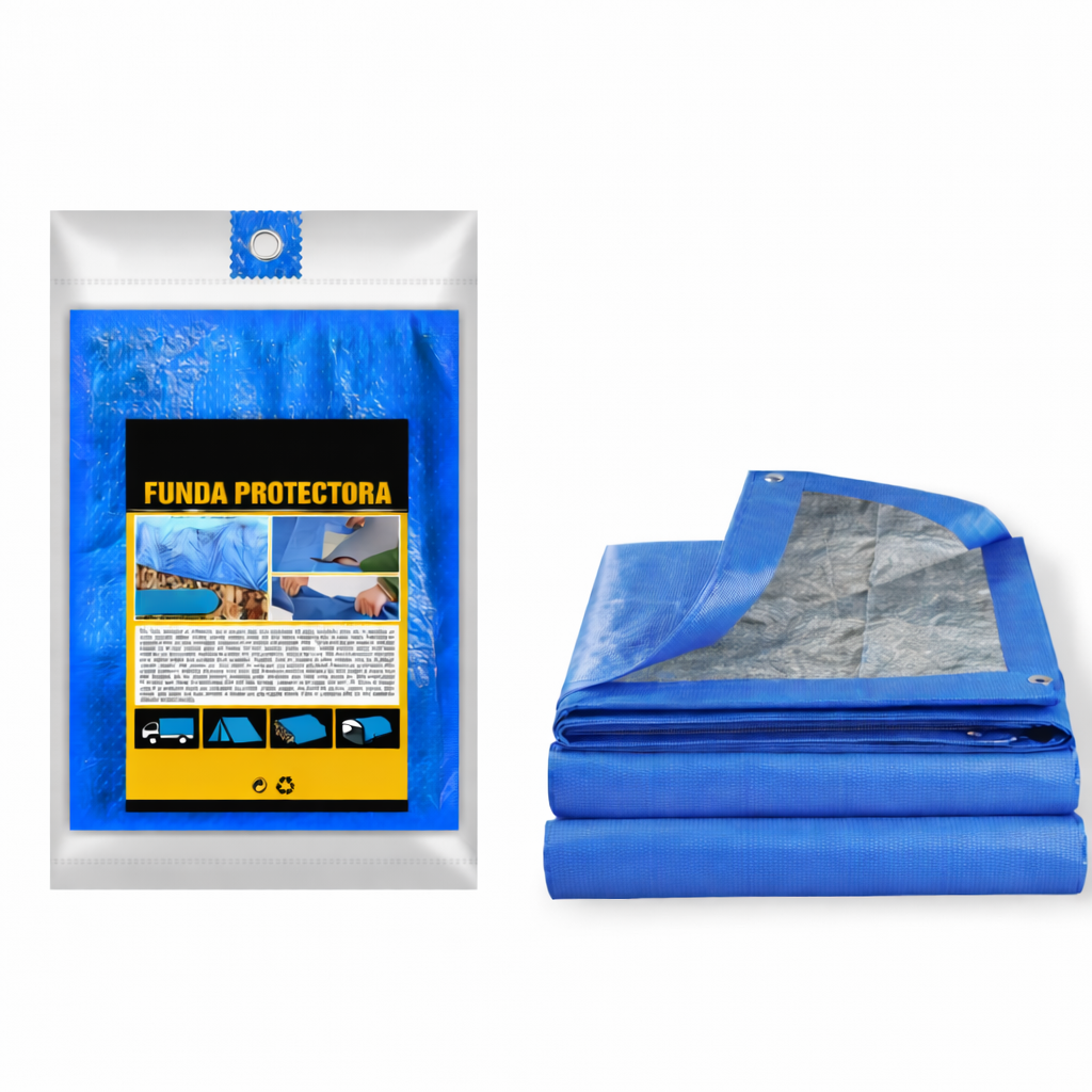 Lona Impermeable Protectora con Ojales Metálicos, Lona Resistente para Exterior, Protección contra Lluvia y Sol para Camping, Vehículos o Cobertura de Objetos