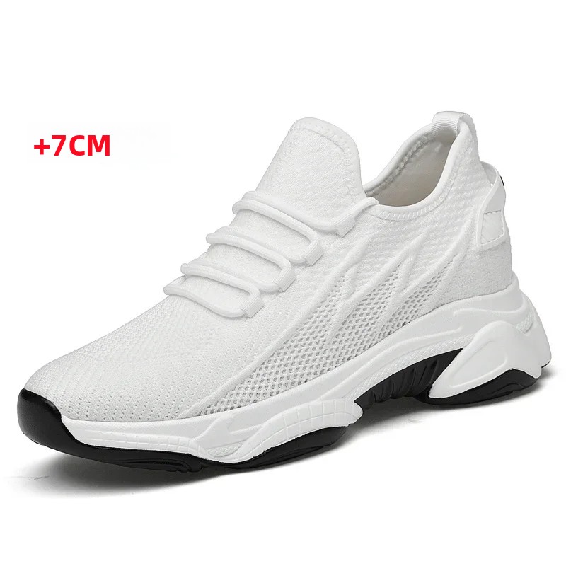 TK Zapatos De Verano Para Hombre Con Elevador Transpirables De Malla Zapatillas De Aumento De Altura De Exterior Casual Blanco Zapatos Más Altos