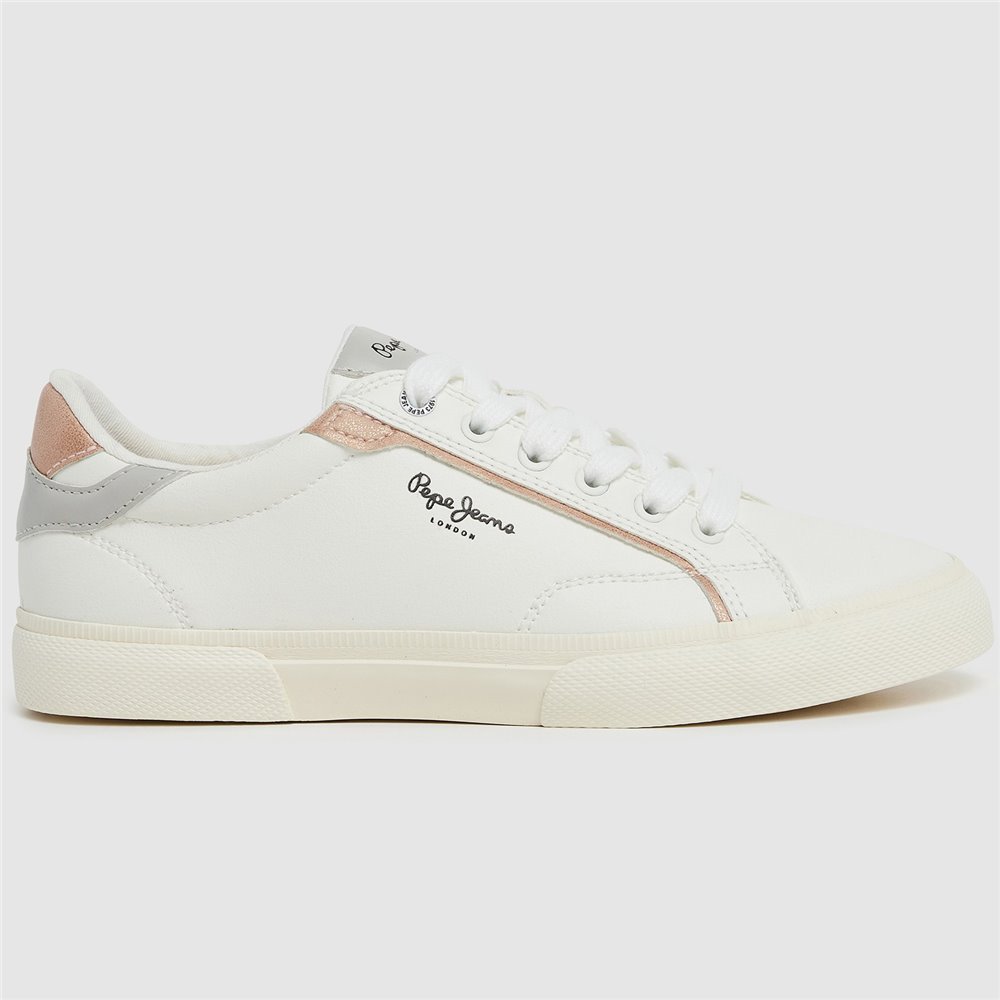Zapatillas sneakers casual para mujer Pepe Jeans Kenton Mix 801 Blanco Plata