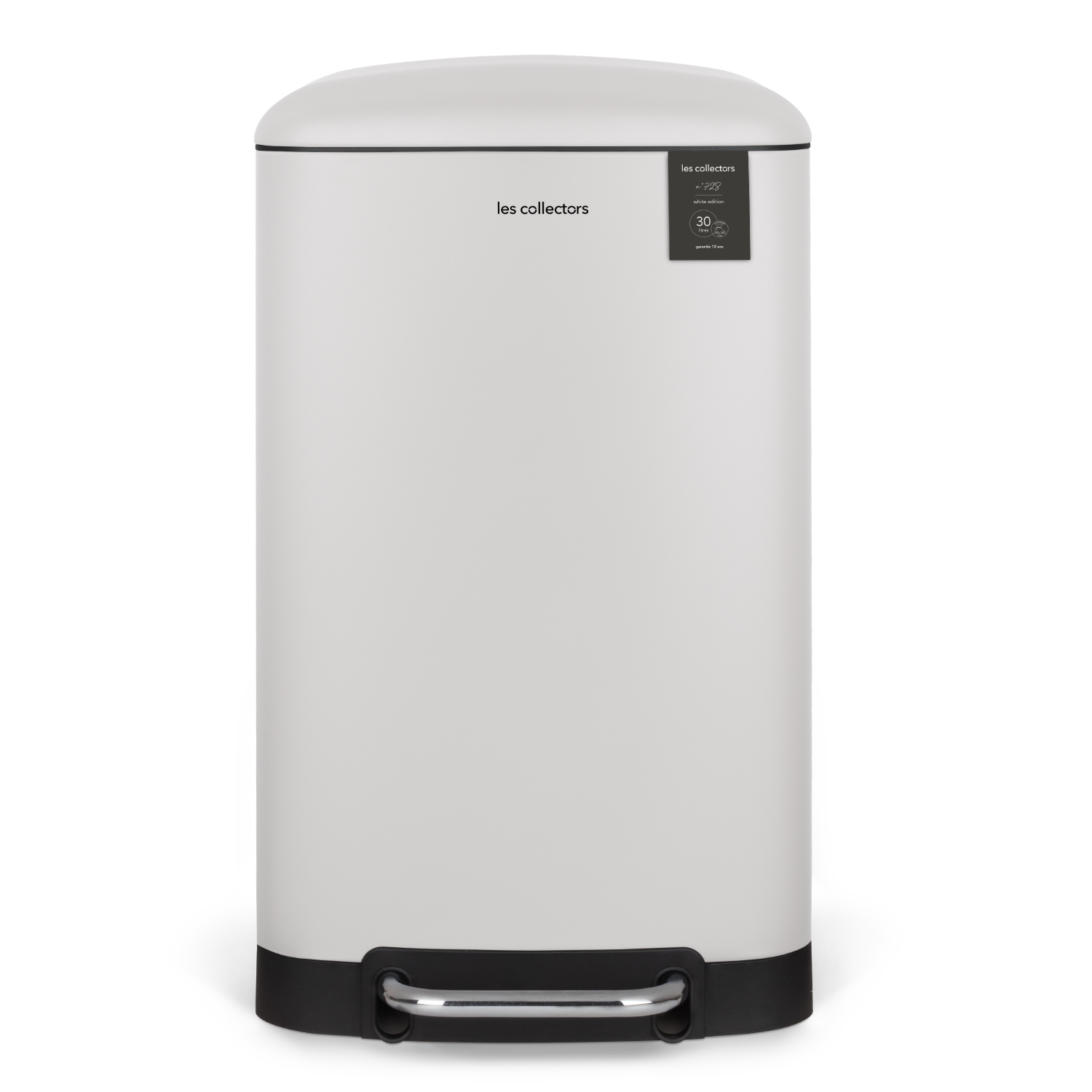 Les Collectors - Papelera de cocina con pedal de acero inoxidable n.º 728 blanco, capacidad 30L, compacto, cubo interior extraíble, diseño elegante, acabado mate, resistente, cierre de tapa silenciosa