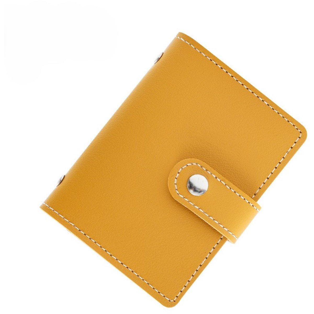 Set van 2 PU lederen kaarthouders, RFID-kaarthouder voor heren, creditcardhouder, creditcardhouder - 26 slots,geel