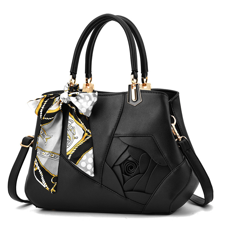 Bolso de mano para mujer, de piel sintética, con diseño de flores en 3D