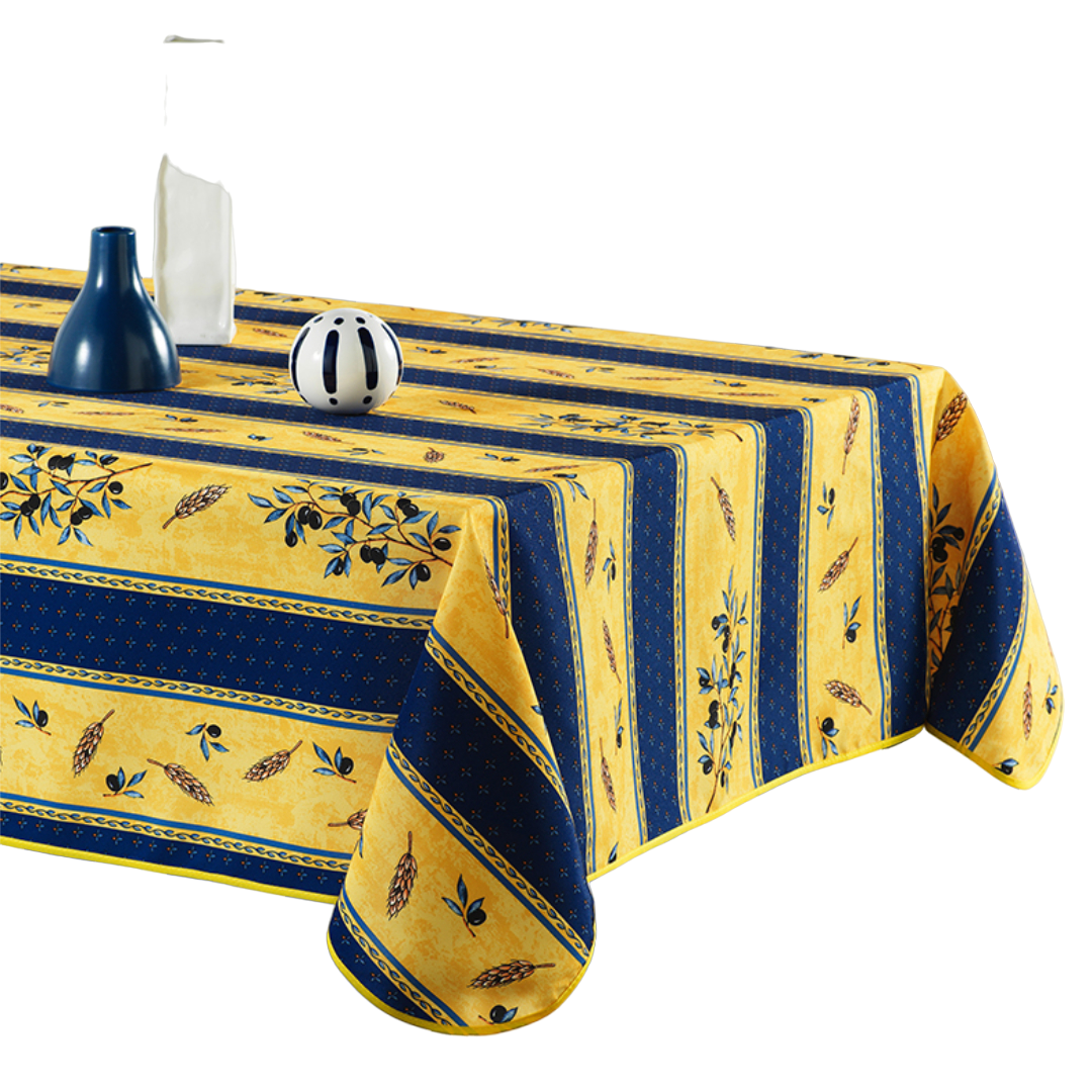 ARTEMANTEL Mantel Antimanchas OLIVA AMARILLO/AZUL de Poliéster Rectangular o Redondo - Resistente a las Arrugas y Fácil de Mantener