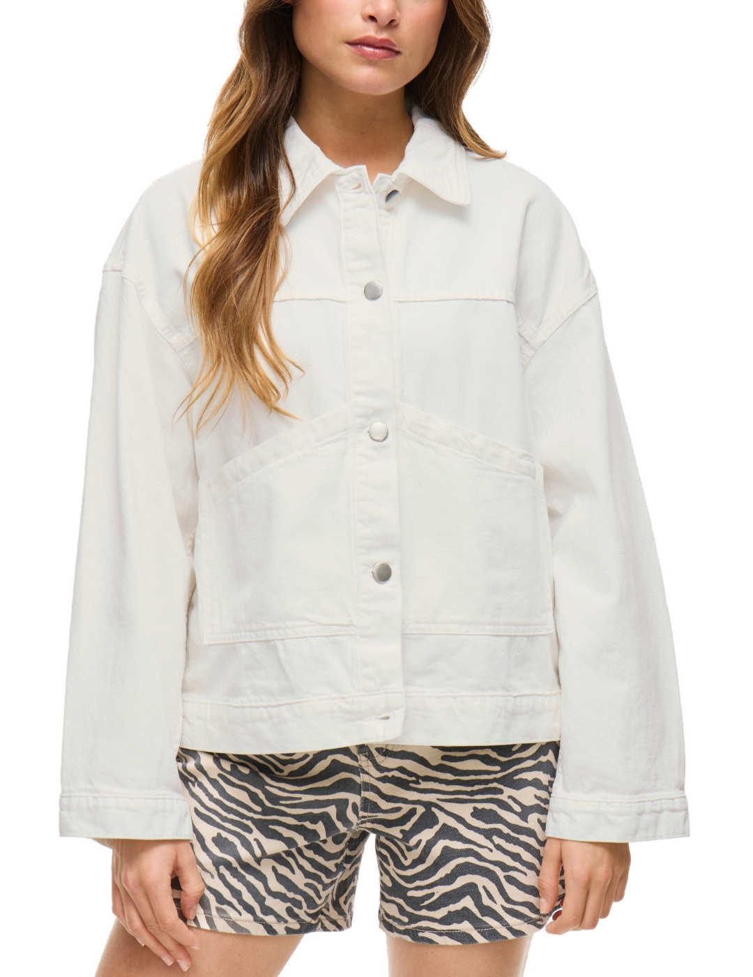 Chaqueta Vila Pal vaquera blanca cerre btones para mujer
