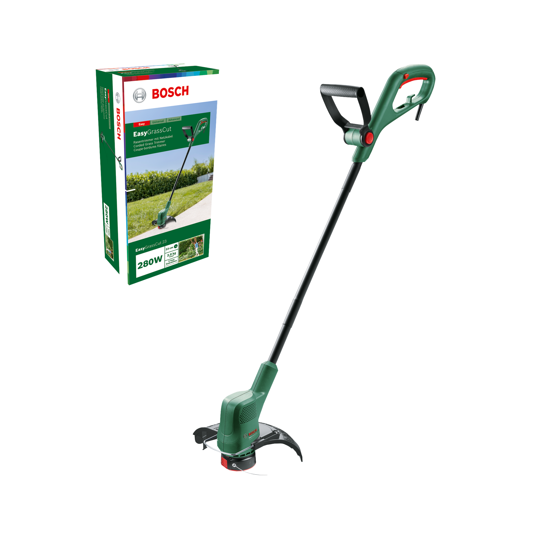 Bosch - Cortabordes Eléctrico Easygrasscut 23 Con Motor De 280 W Y Ancho De Corte De 23 Cm, Ideal Para Jardín Y Bordes, Bobina Semiautomática Resisten