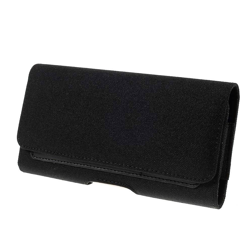 para Honor Play 20 (2021) Funda Cinturón Clip Metálico Horizontal Tarjetero Textil y Piel - Negro