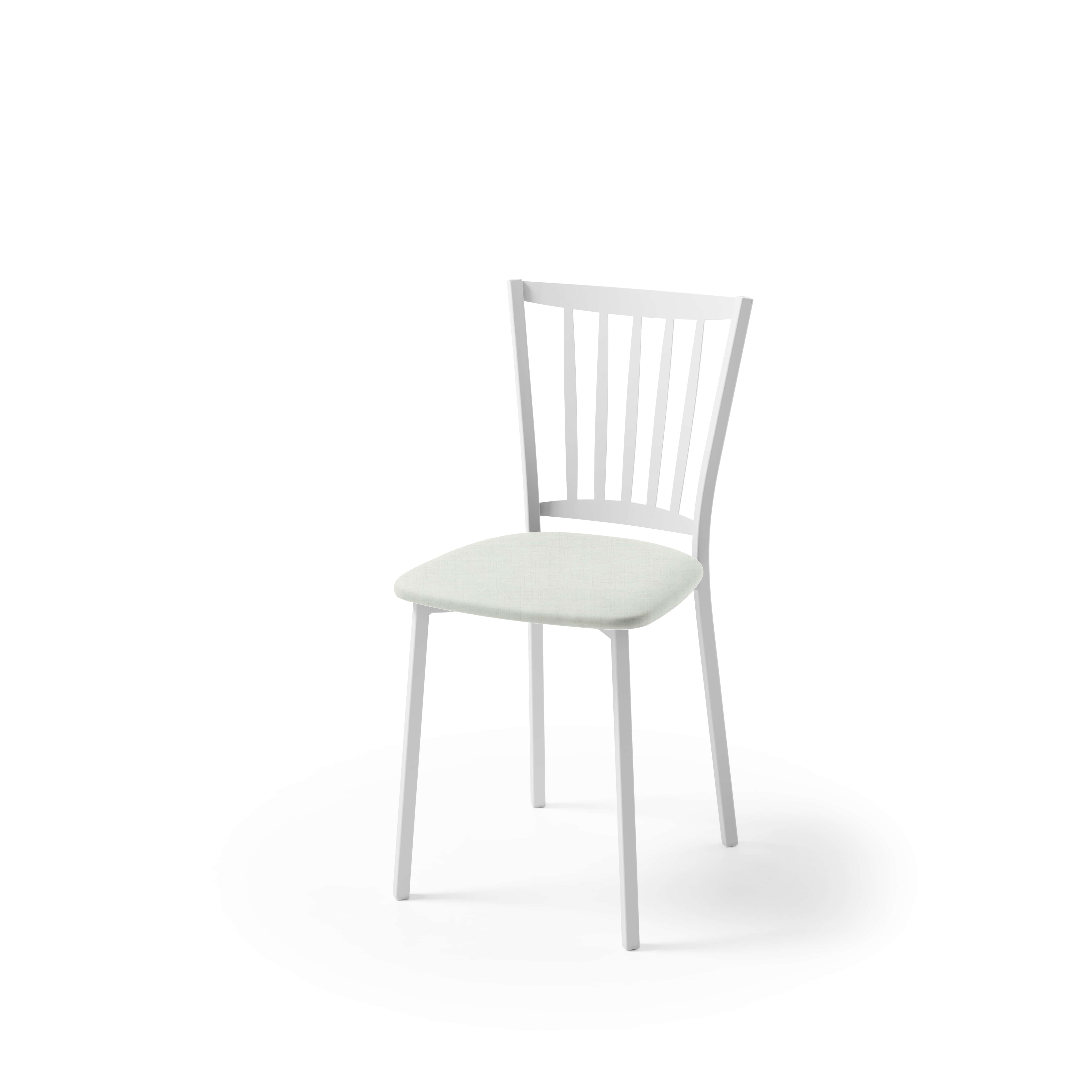 V Velasco - Silla de Salón y Comedor PETRA con Armazón Metálico Anti-Golpes - Asiento de Espuma Alta Densidad, Diseño Textil Premium Color Nieve (Norma EN 12520)