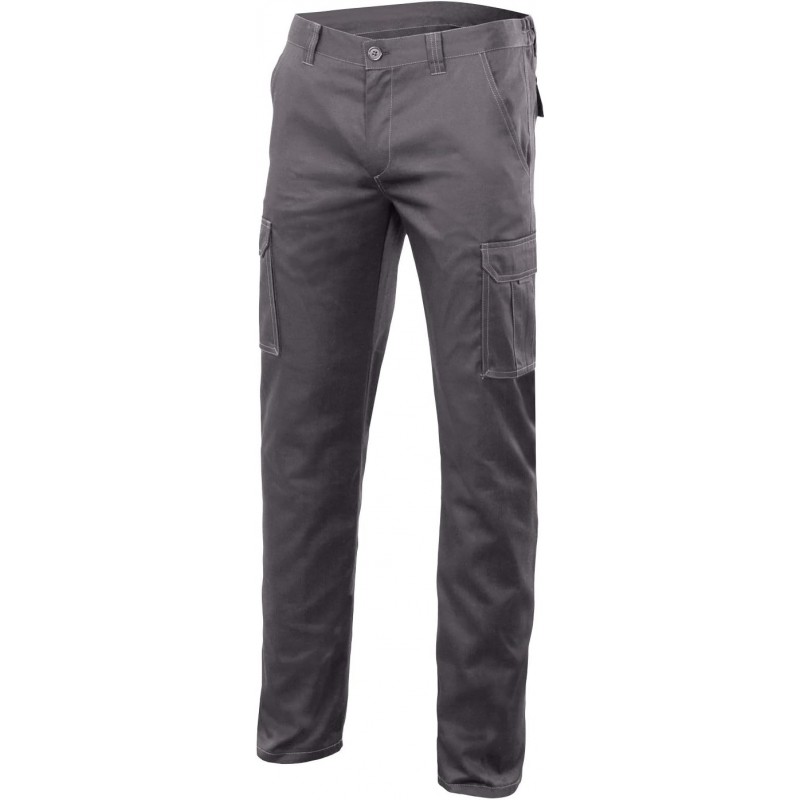 Pantalón de Trabajo VELILLA Gris con Múltiples Bolsillos y Costura Segura