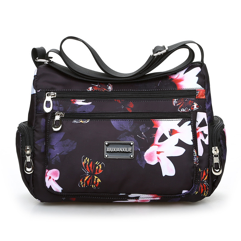 Bolso bandolera de mujer, bolso de hombro de nailon, con múltiples bolsillos