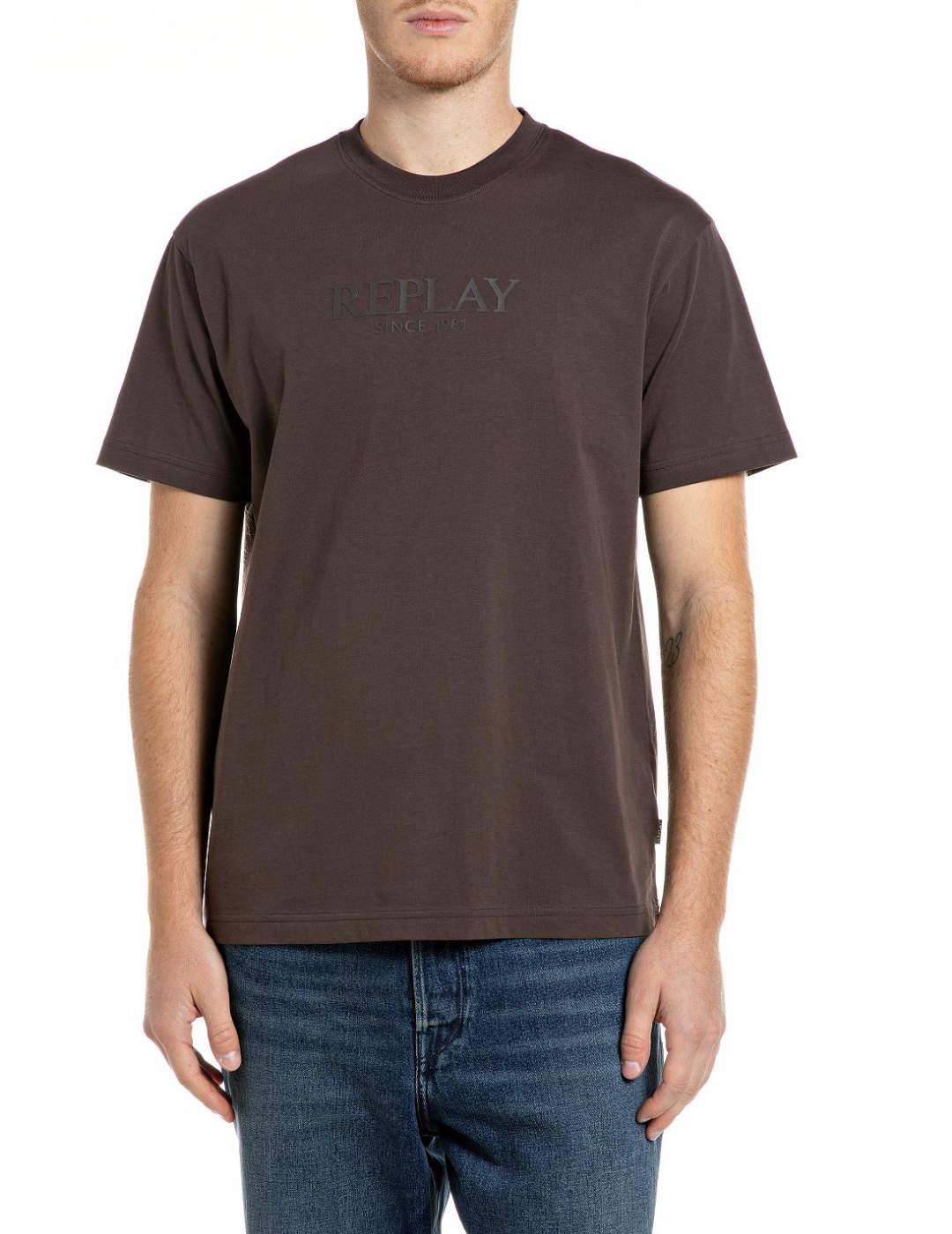 Camiseta Replay marrón de manga corta para hombre