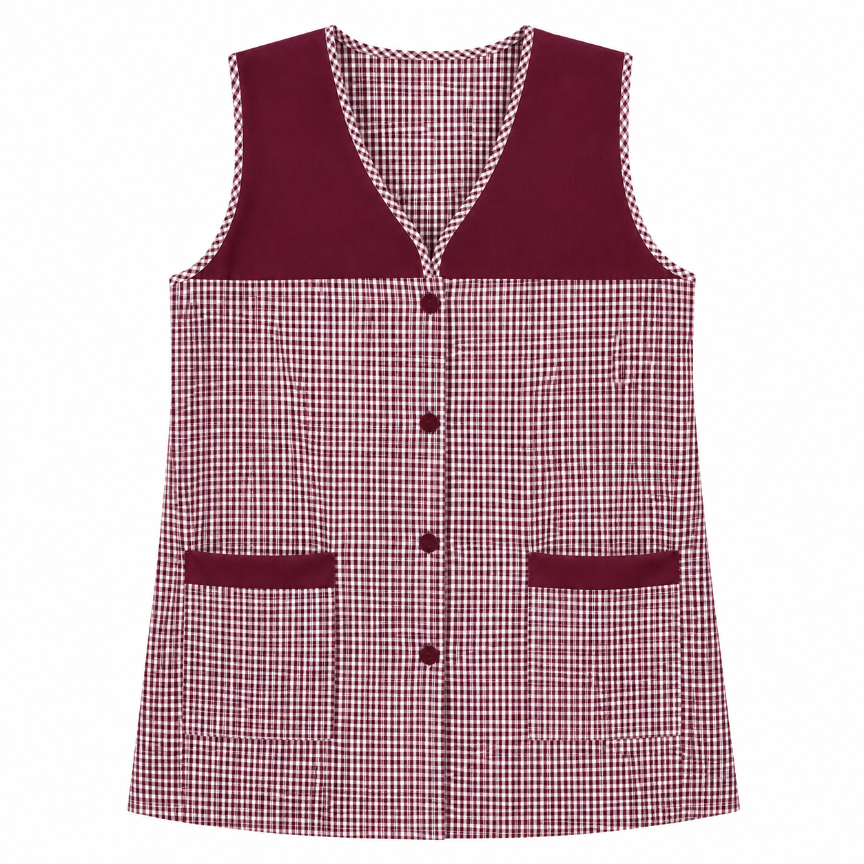 Bata de Limpieza para Mujer con 2 Bolsillos, Casaca de Trabajo sin Mangas con Botones, Uniforme para Cocina, Limpieza, Hostelería, Peluquería, Guardería y Servicio Doméstico, Tallas S-XXXL
