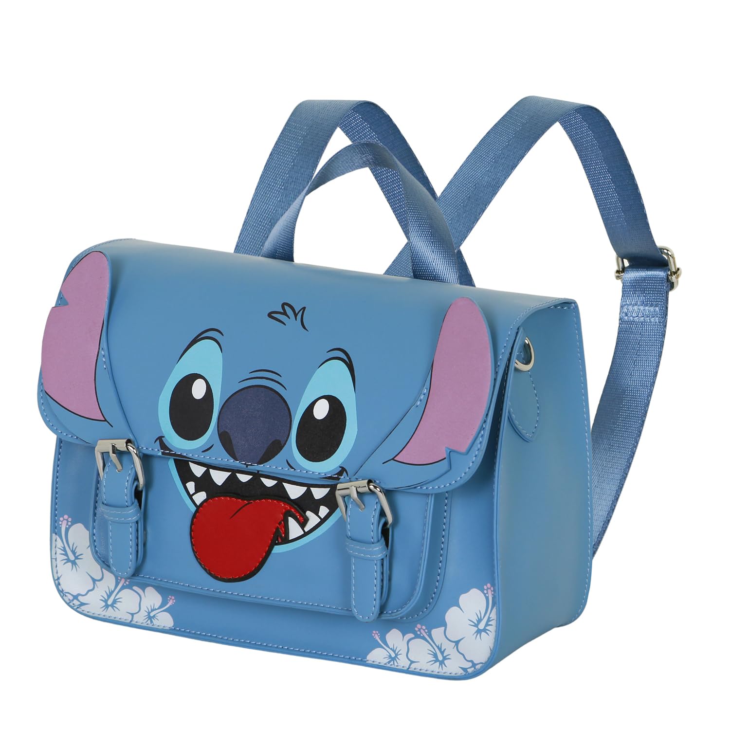 Disney Lilo and Stitch Tongue Satchel Shoulder Bag-Backpack, Blue