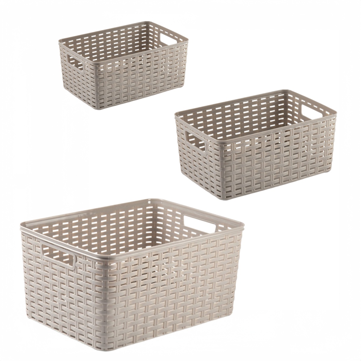 ZYLX SHOPPING – Set 3 Cestas Organizadoras Estilo Ratán | 6 Colores | Capacidad 6L + 10L + 18L | Multiusos para Cocina, Baño y Oficina