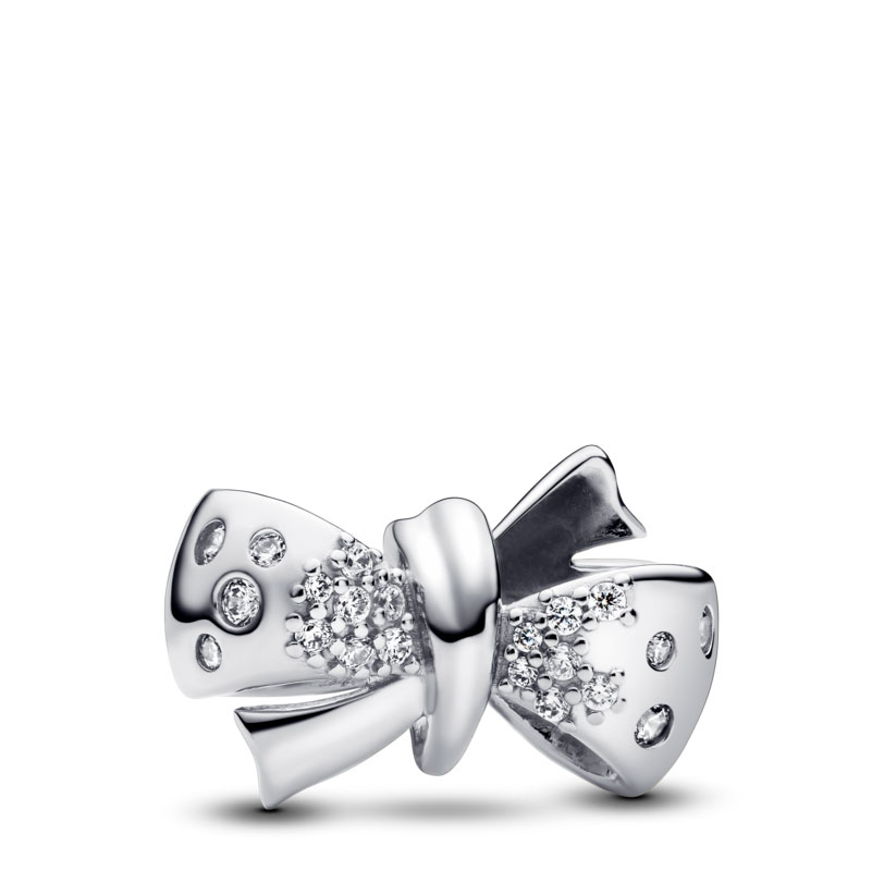 Pandora Charm en plata de ley Lazo Brillante 793442C01 , para Mujer