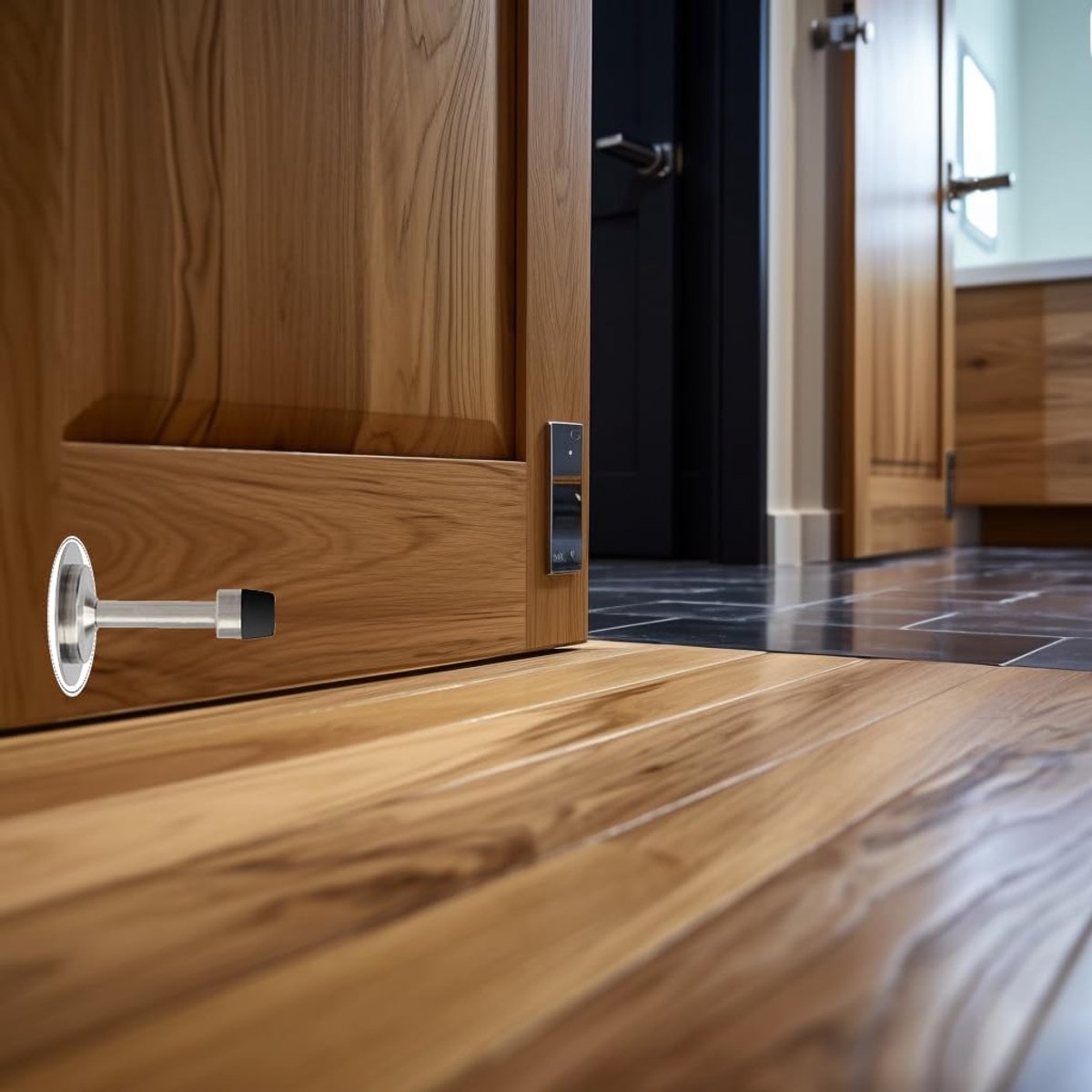Tope de puerta - tope para manija de puerta - topes de puerta de pared - Sin perforaciones - autoadhesivo 3M - tope de goma - para el dormitorio - protectores de pared - 2 piezas - plateado