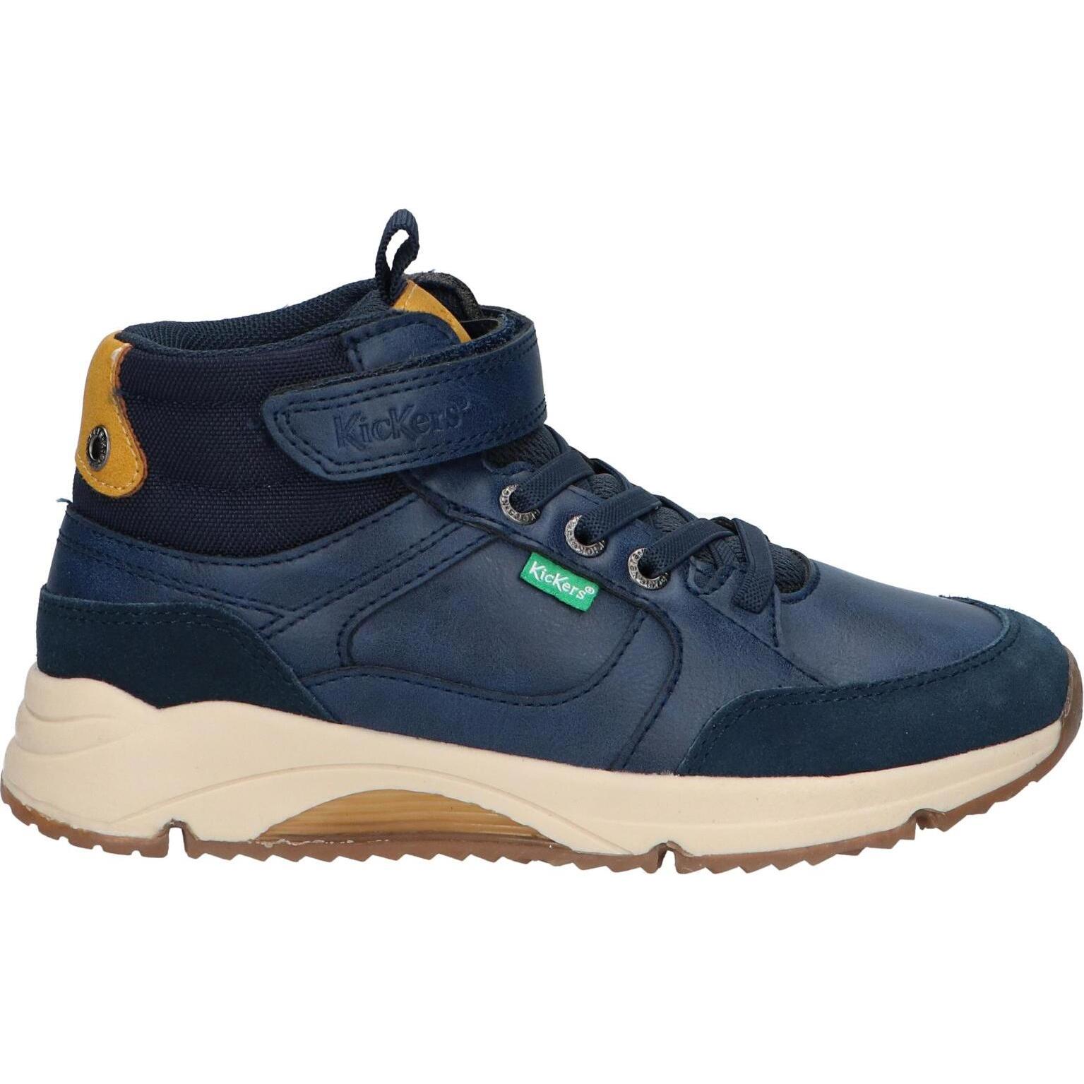 Kickers 972810-30 RUNRUN 10 Marine boy boots made of imitation leather with cushioned insole and flexible anti-slip sole, perfect for Autumn/Winter 25, ideal comfortable ankle boy boots.