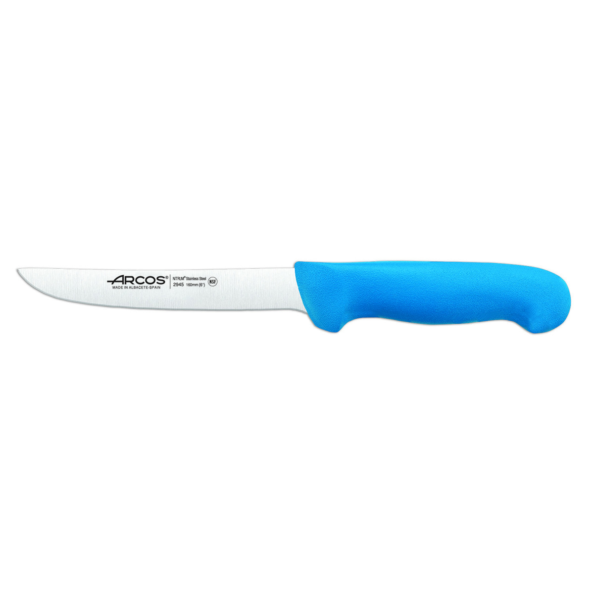 Cuchillo Deshuesador Arcos Colour - Prof 294523 De Acero Inoxidable Nitrum Y Mango Ergonómico De Polipropileno De Color Azul Con Funda Display Y Color