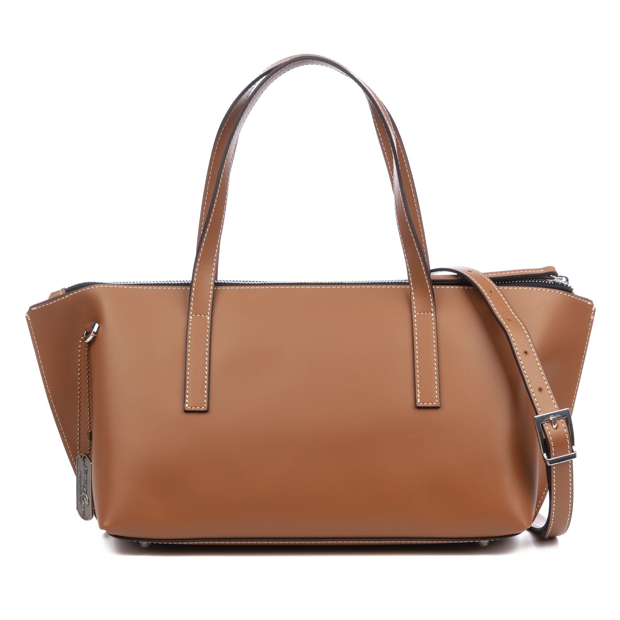 FIRENZE ARTEGIANI Badalucco bolso de hombro mujer. Piel auténtica Ruga. Fabricado en Italia 44x18x19 Cm. Color: Marrón