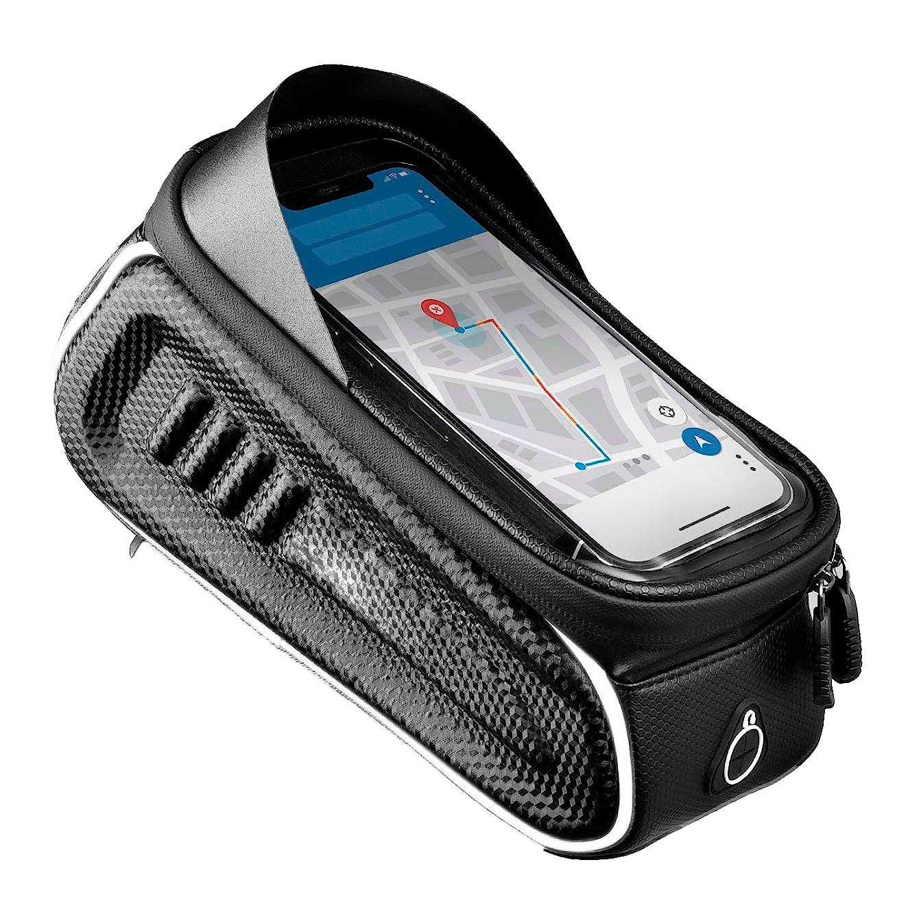 Bolsa para Cuadro de Bicicleta Impermeable para Teléfono de Hasta 7 Pulgadas con Almacenamiento