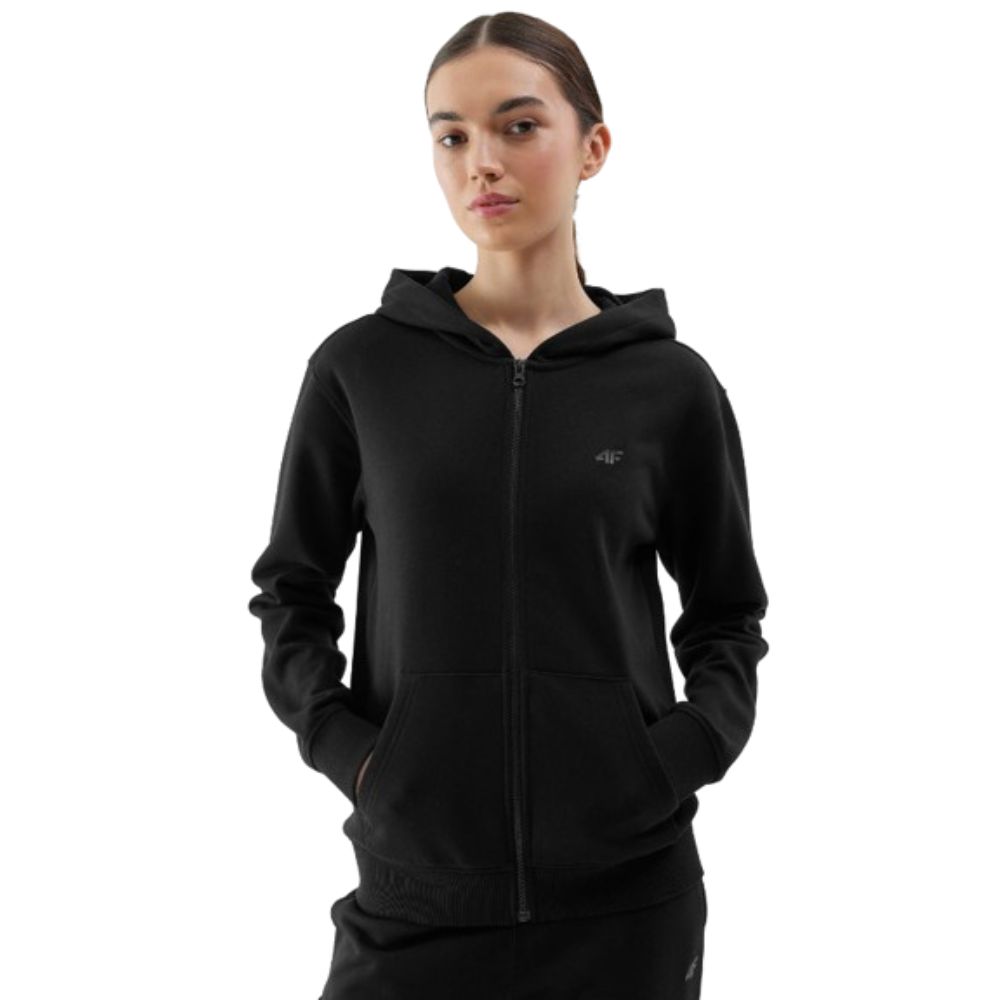 SUDADERA MUJER CON CREMALLERA Y CAPUCHA 4F. Negro TSWSF0956 20S