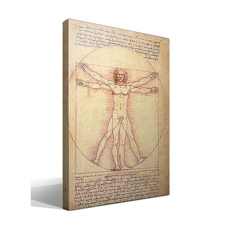 Cuadro de Arte El Hombre Vitruvio de Leonardo Da Vinci - Impresión de Alta Calidad Sobre Lienzo de Algodón - Bastidor de Madera de Abeto - Fabricado en España