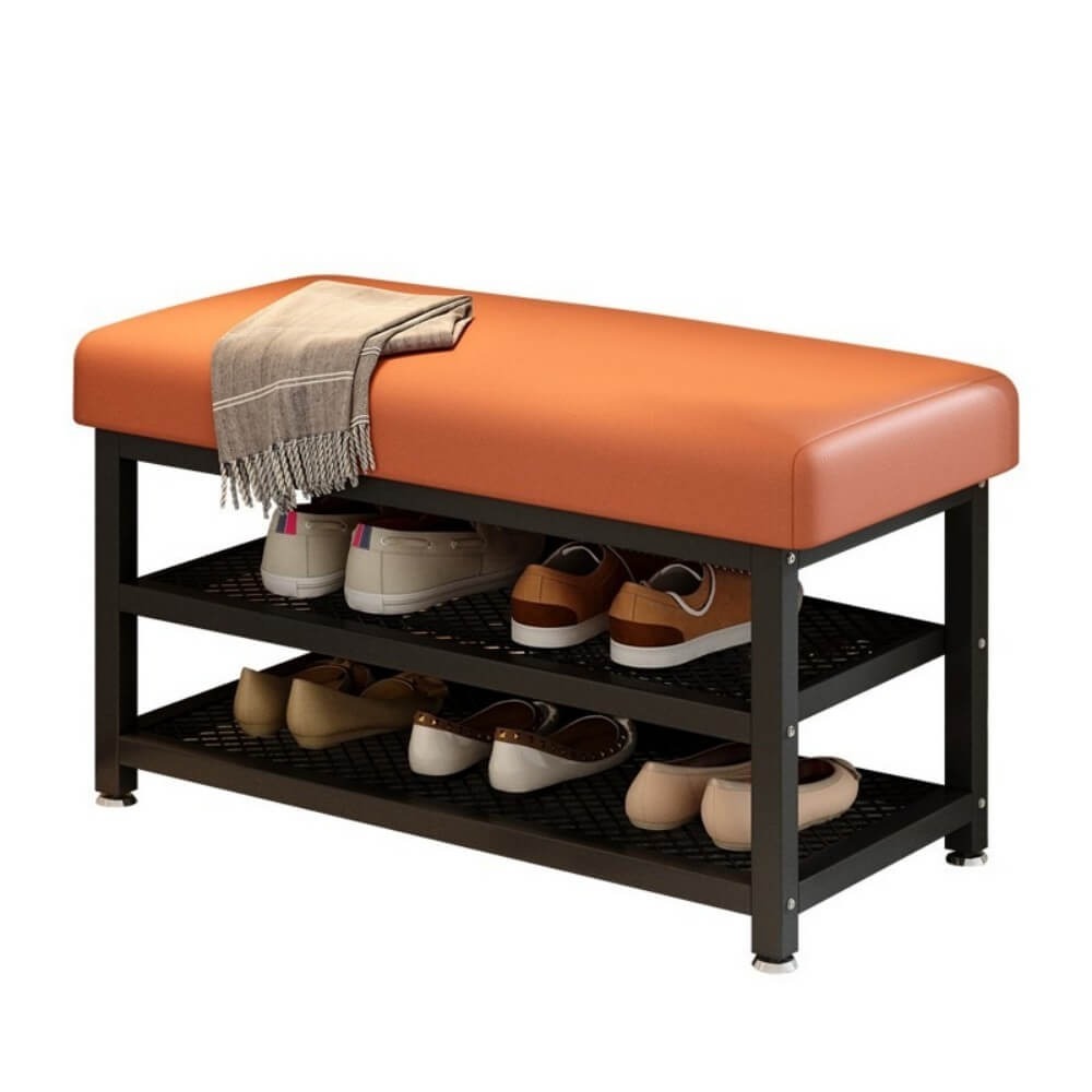 Banco Zapatero, Zapatero con Cojín De Asiento, para Sala De Estar, Entrada, Sala De Estar, Banco Zapatero Soporta hasta 100kg, Zapatero De 2 Niveles, Cueros Banco para 6 Pares De Zapatos