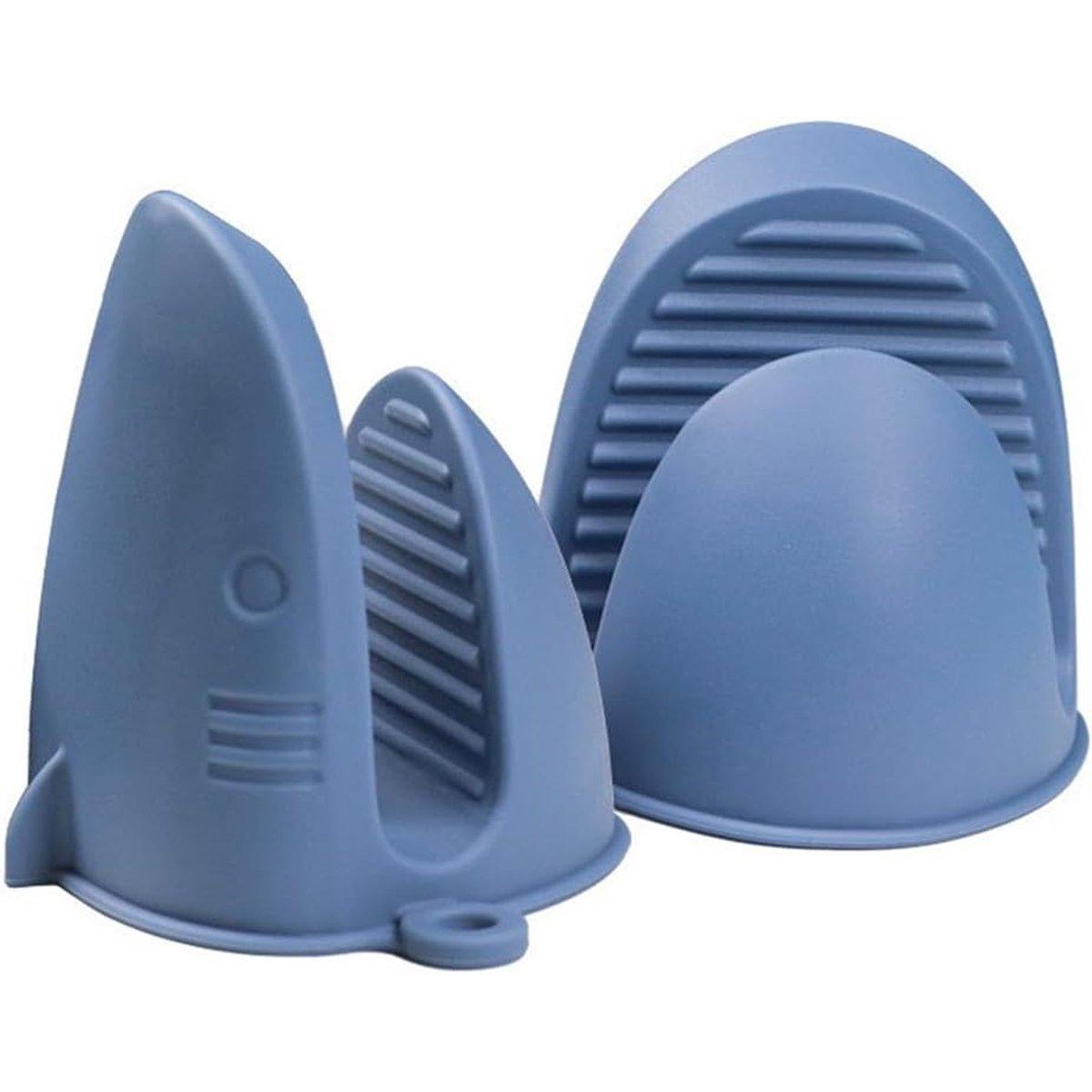 Guantes de silicona para horno - Agarraderas - Resistentes al calor - Antideslizantes - Impermeables - Mini manoplas para horno - Perfectos para cocinar, hornear y hacer barbacoas - Azul oscuro