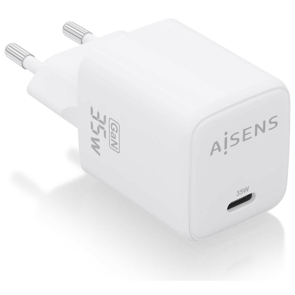 Aisens - Cargador GaN 35W ASCH-35W1P016-W Blanco con USB-C PD3.0 QC4.0 para portátiles y móviles