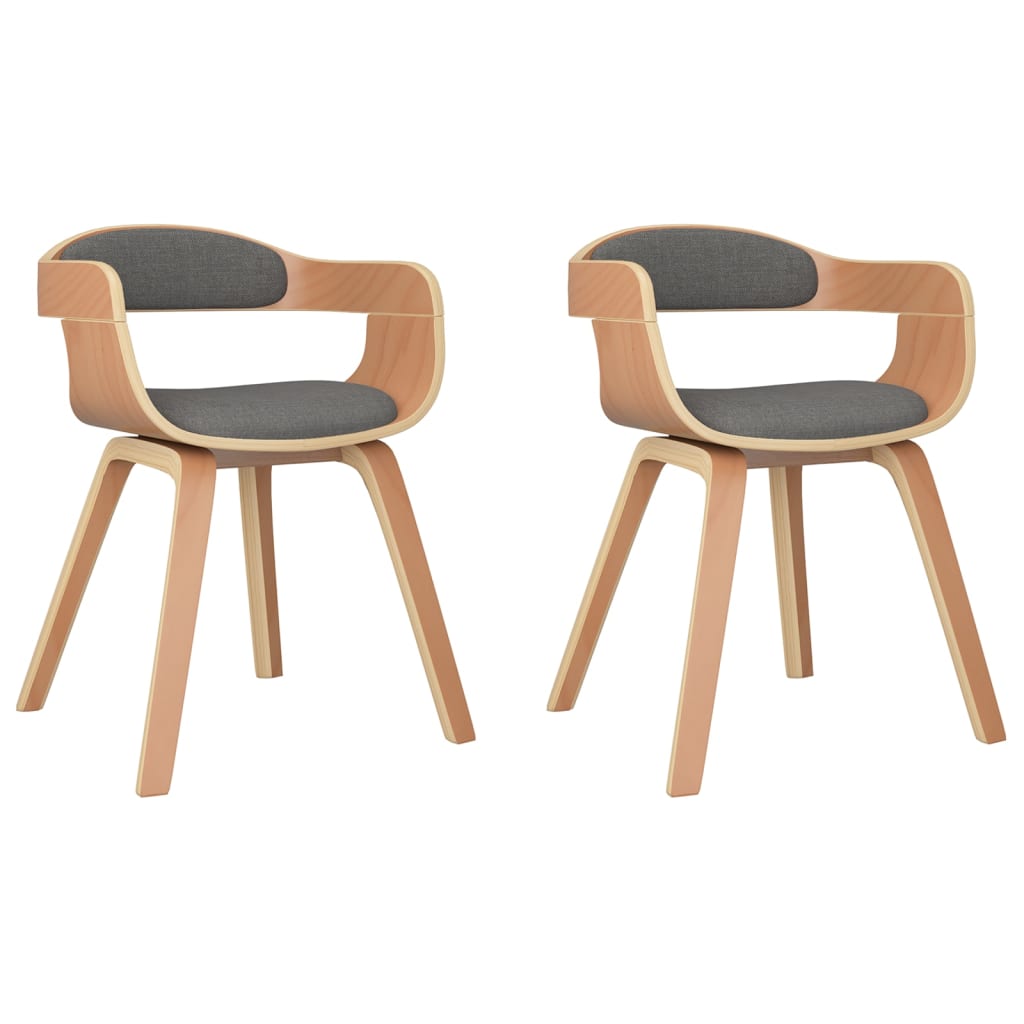 vidaXL Silla de comedor 2 uds madera curvada y tela gris claro