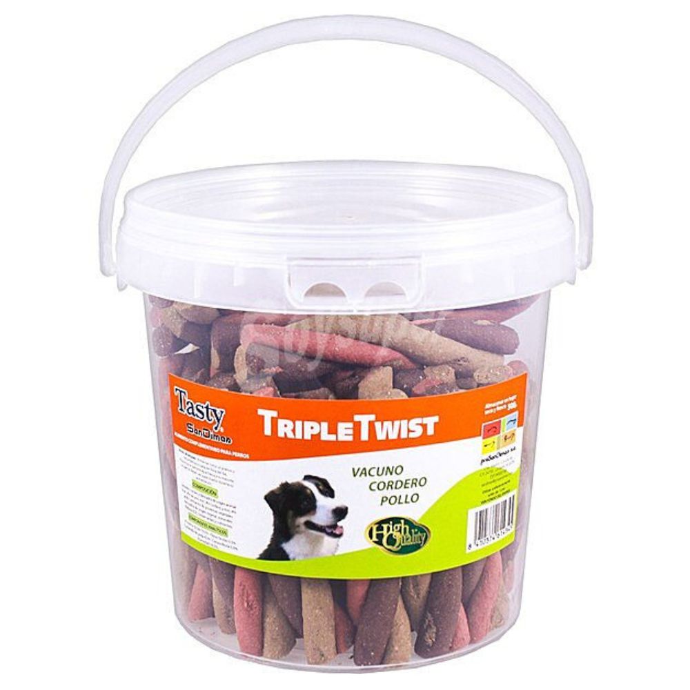 Sandimas Tasty Triple Twist snack para perros adultos con cordero y pollo envase 500 G