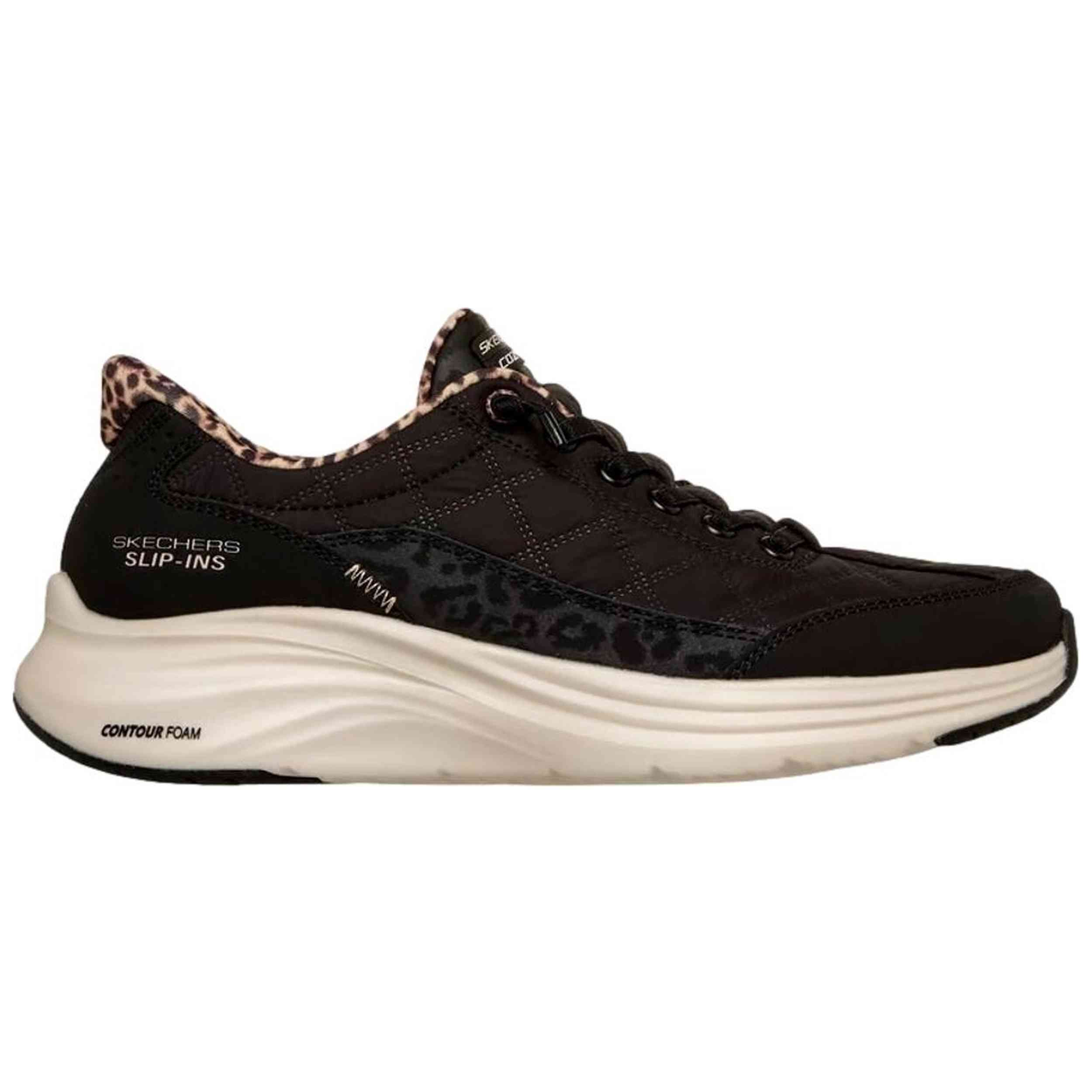 Calzado Skechers modelo Contour Foam-Leopard Dream en color Negro