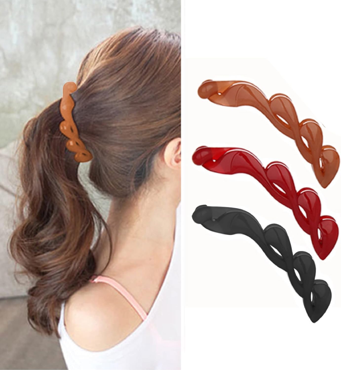 3 Piezas Flexibles Garras de Melo de Plátano Soporte de Cola de Cabello de Pescado Pinzas de Peine Clincher de Plátano para Mujer,Pinzas Melo Mujer de Plástico