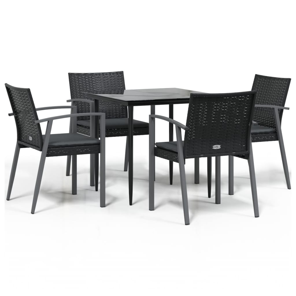 vidaXL Juego comedor jardín 5 piezas y cojines ratán sintético y acero