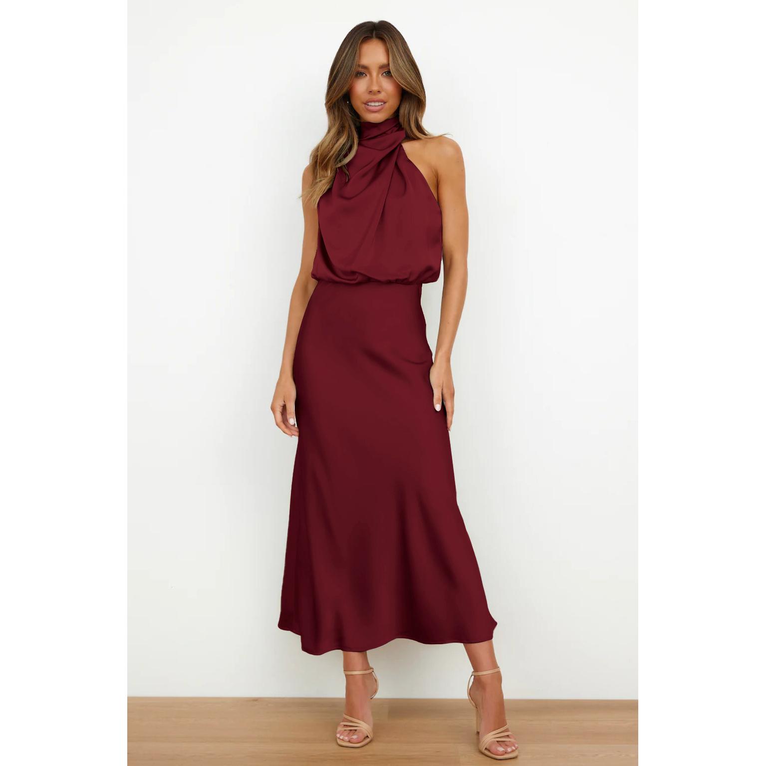 Om Home Vestido de Satén Sin Mangas, Vestidos de Noche, Primavera, Verano
