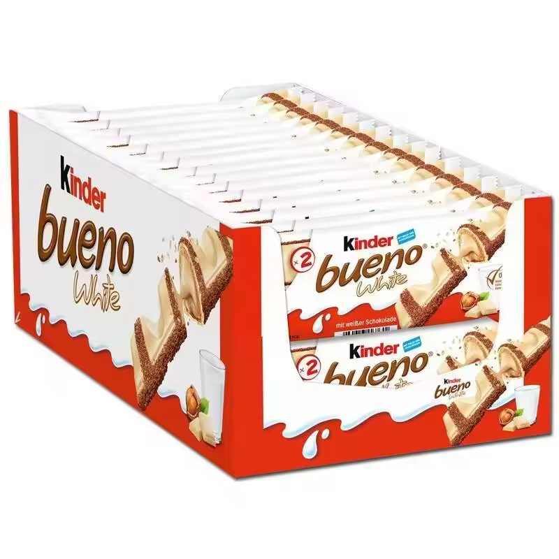 Kinder Bueno  White ,Caja de 30 unidades,60 Barritas de Chocolate Blanco