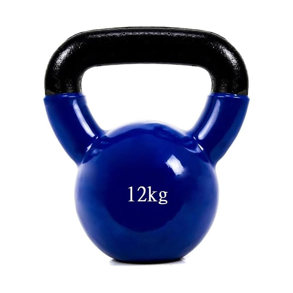 Mancuerna Pesa Rusa Kettlebell con revestimiento de vinilo con Mango Antideslizante Ejercicios y Entrenamiento 12KG COSHANO