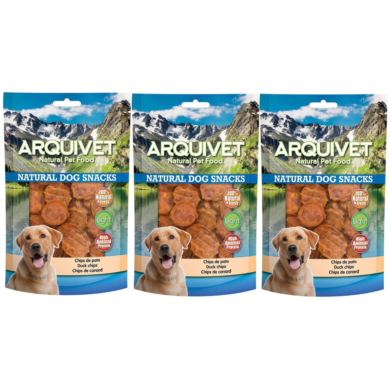 Pack de 3 bolsas - Arquivet Snack Natural para Perros Chips de Pato 100gr