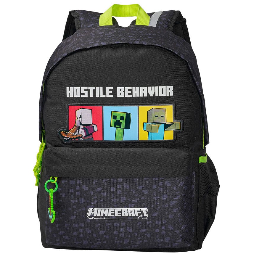 Mochilas Minecraft Adaptables, Diseño Creeper y Personajes, Compartimento Principal y Bolsillo Frontal con Cremallera, Tirantes Acolchados Ajustables, para Colegio y Viaje