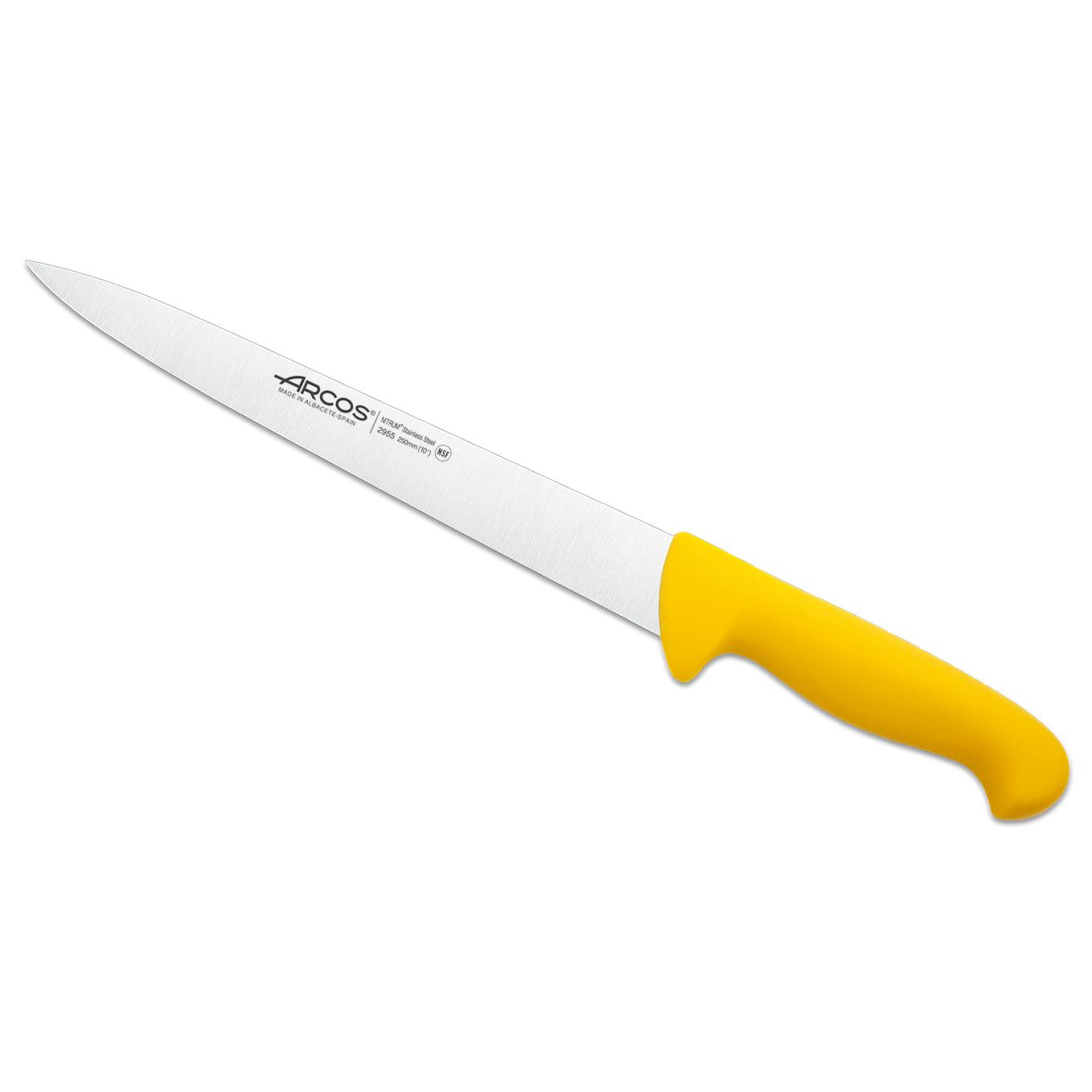 Arcos Cuchillo Trinchante Acero Inoxidable Nitrum 250 mm - Mayor Durabilidad y Corte Preciso - Mango Polipropileno Amarillo - Serie 2900