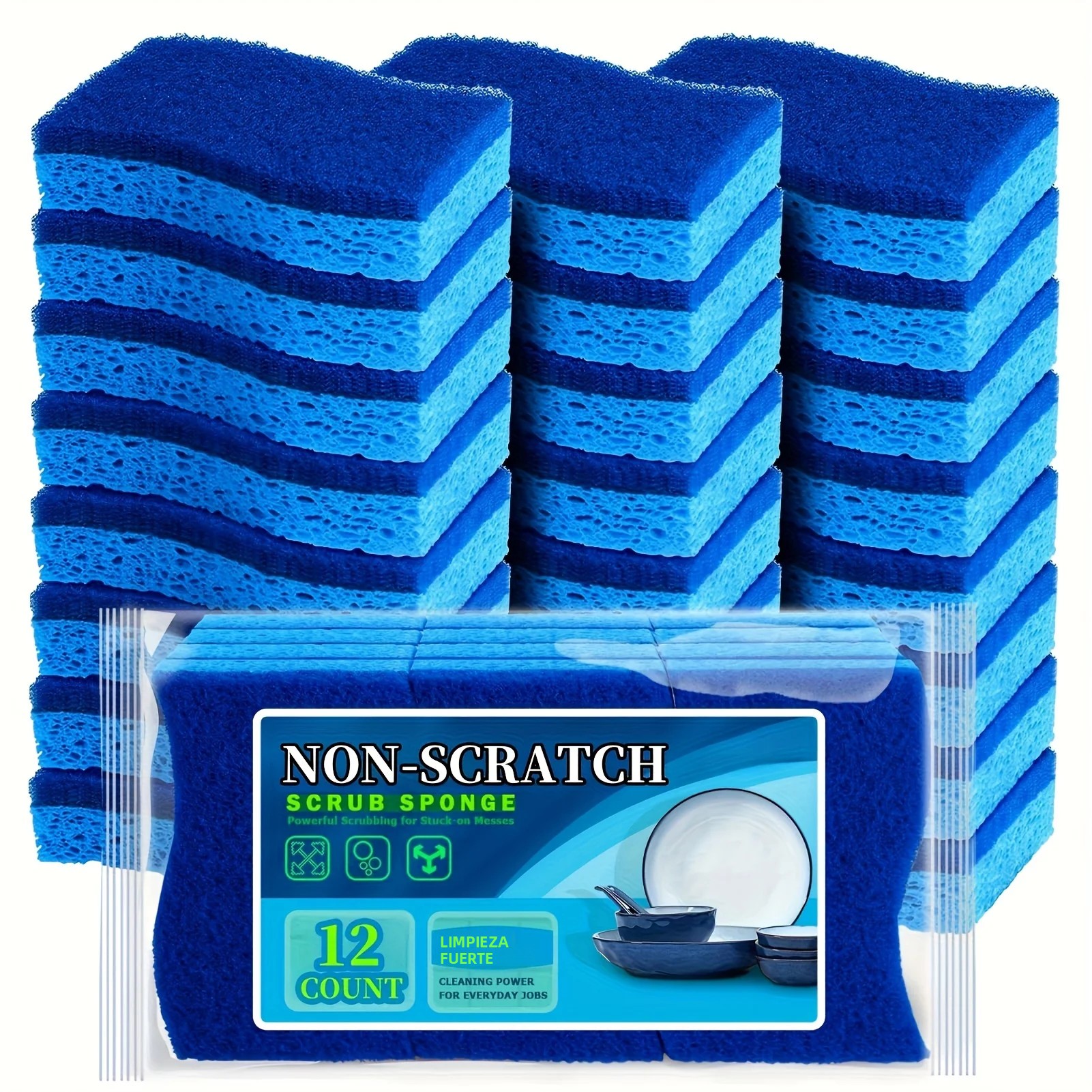 TK 12Pcs Esponja De Limpieza Multifuncional Ultra Absorbente Doble Cara Duradera Herramienta De Limpieza Para El Hogar Y La Cocina