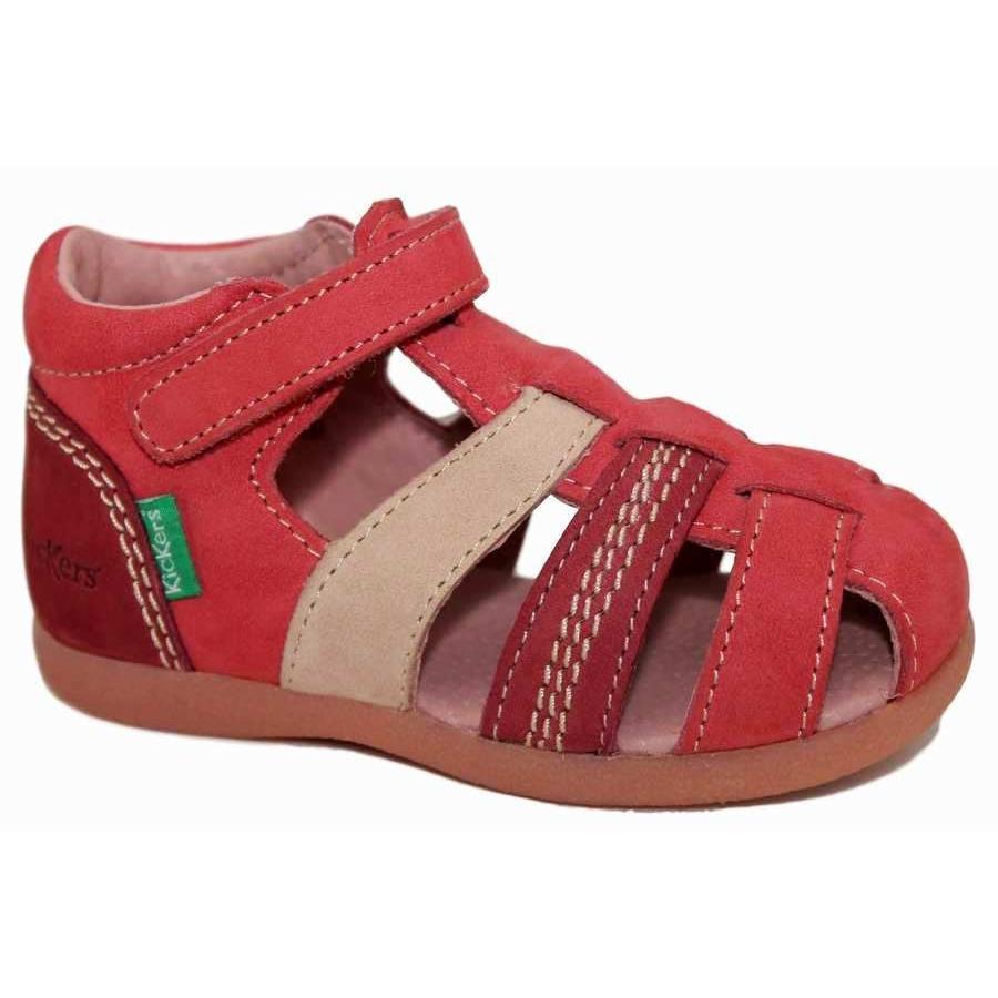 Sandalias niña Kickers modelo babysun de piel color rosa cangrejeras Kickers