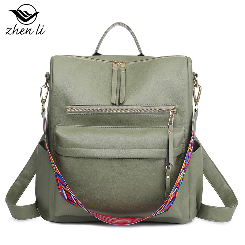 Mochila de moda para mujer, bolso de hombro multifuncional de cuero para mujer, bolso de viaje, bolso de mano