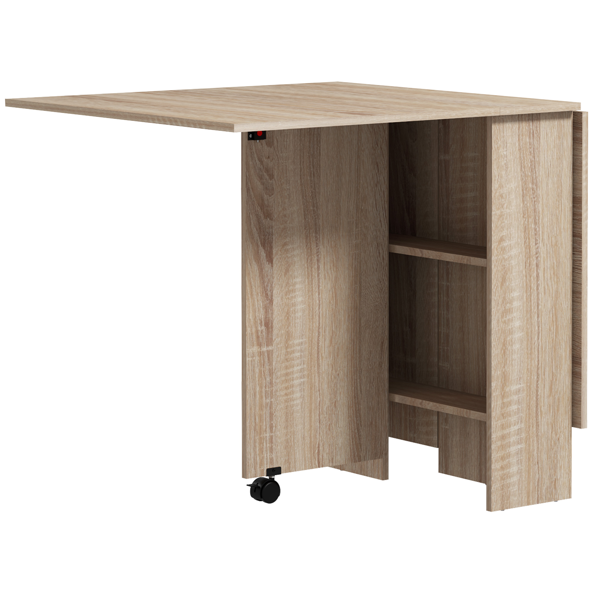 HOMCOM Mesa Plegable de Comedor Mesa de Cocina Plegable con Ruedas Alas Abatibles y Estantes para 4-6 Personas 75x140x74 cm Negro