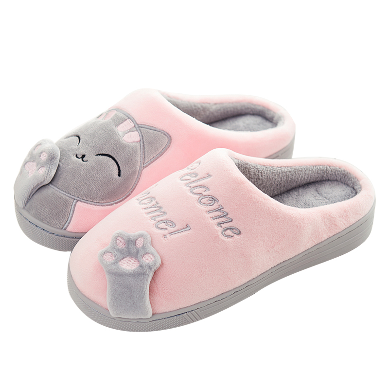 TK Zapatillas De Invierno Para Mujer Con Decoración De Gato Kawaii Cómodas Y Con Lona Llena De Peluche Zapatos De Pies Calientes Para El Hogar