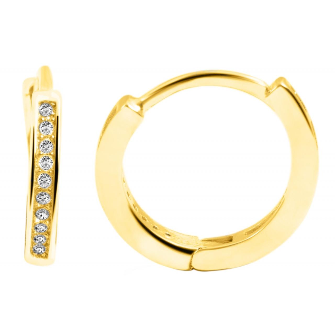 Pendientes Argola em Prata de Lei 925 com Zircônias