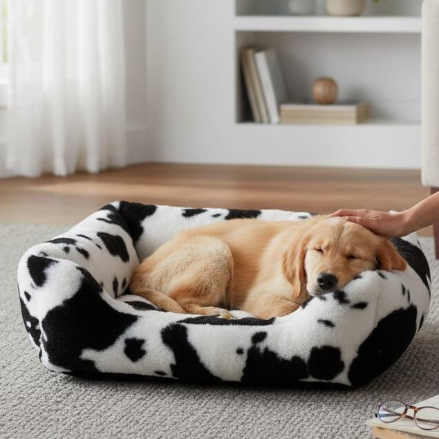 COTTECOTA-Cama cuna para Perros Grandes Medianos pequeño Sofá Esponjoso para Perros, Cama Rectangular para Perros, Camas para Perros, Tamaño multiple Cama Perro Ortopédica Grande, Colchón Perro gatos Lavable con funda
